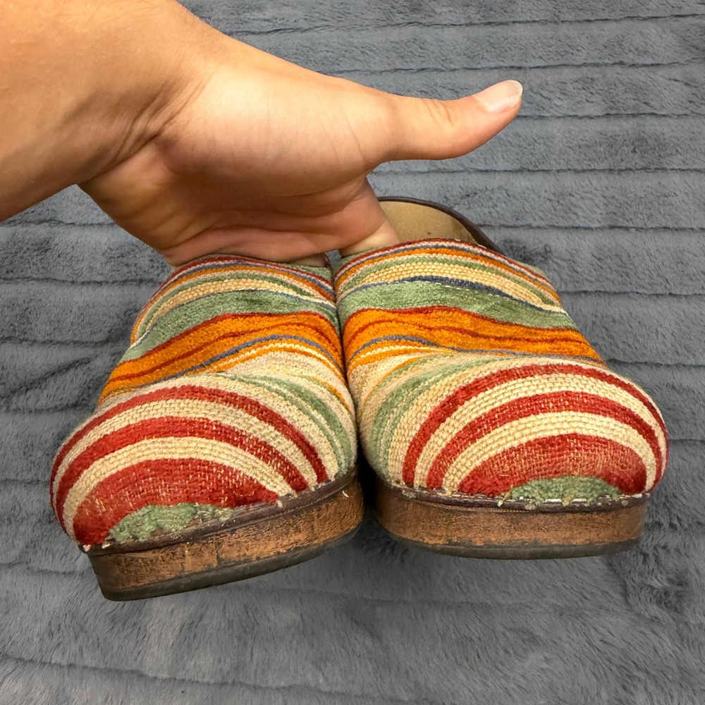 Dansko Vegan Professional Clog Multi-Color Striped Textile Mules 39 Womens 8.5-9 - Picture 4 of 8